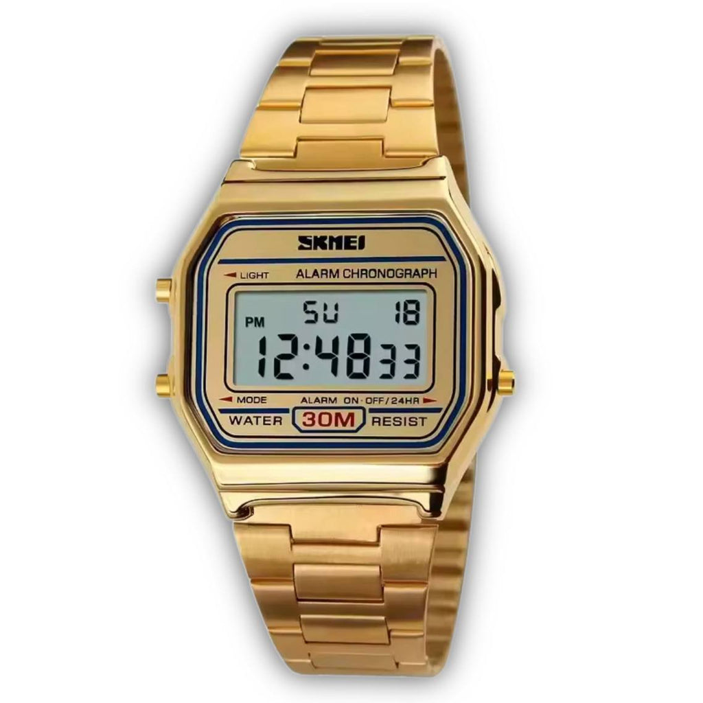 SKMEI 1123 Retro Vintage LED Digitalna Ura – Zlata Barva