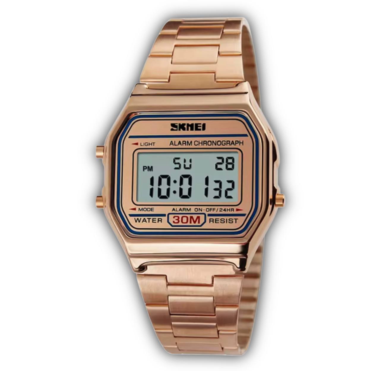 SKMEI 1123 Retro Vintage LED Digital Watch – Gold Color